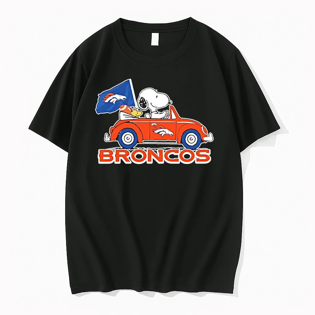 Snoopy And Woodstock X Denver Broncos Driving Car Shirts