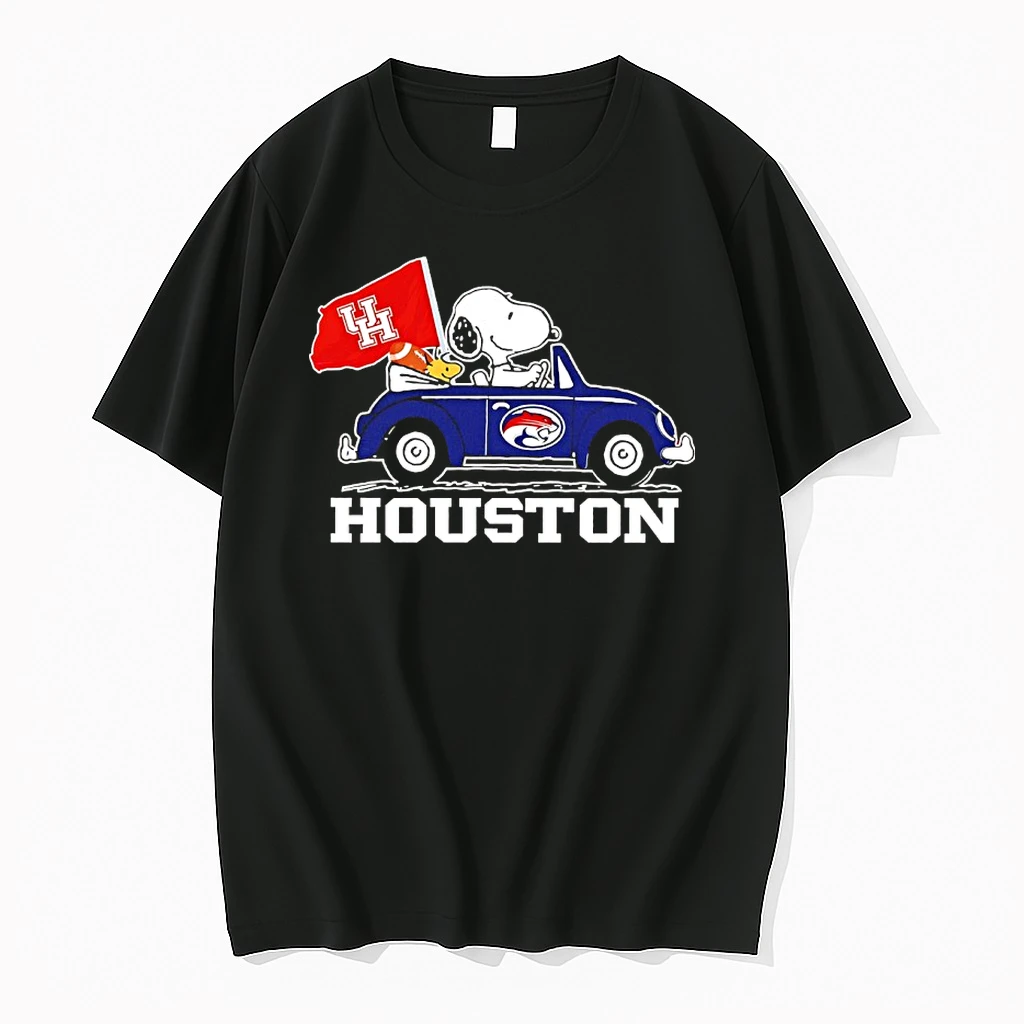 Snoopy And Woodstock X Houston Cougars Driving Car Shirts