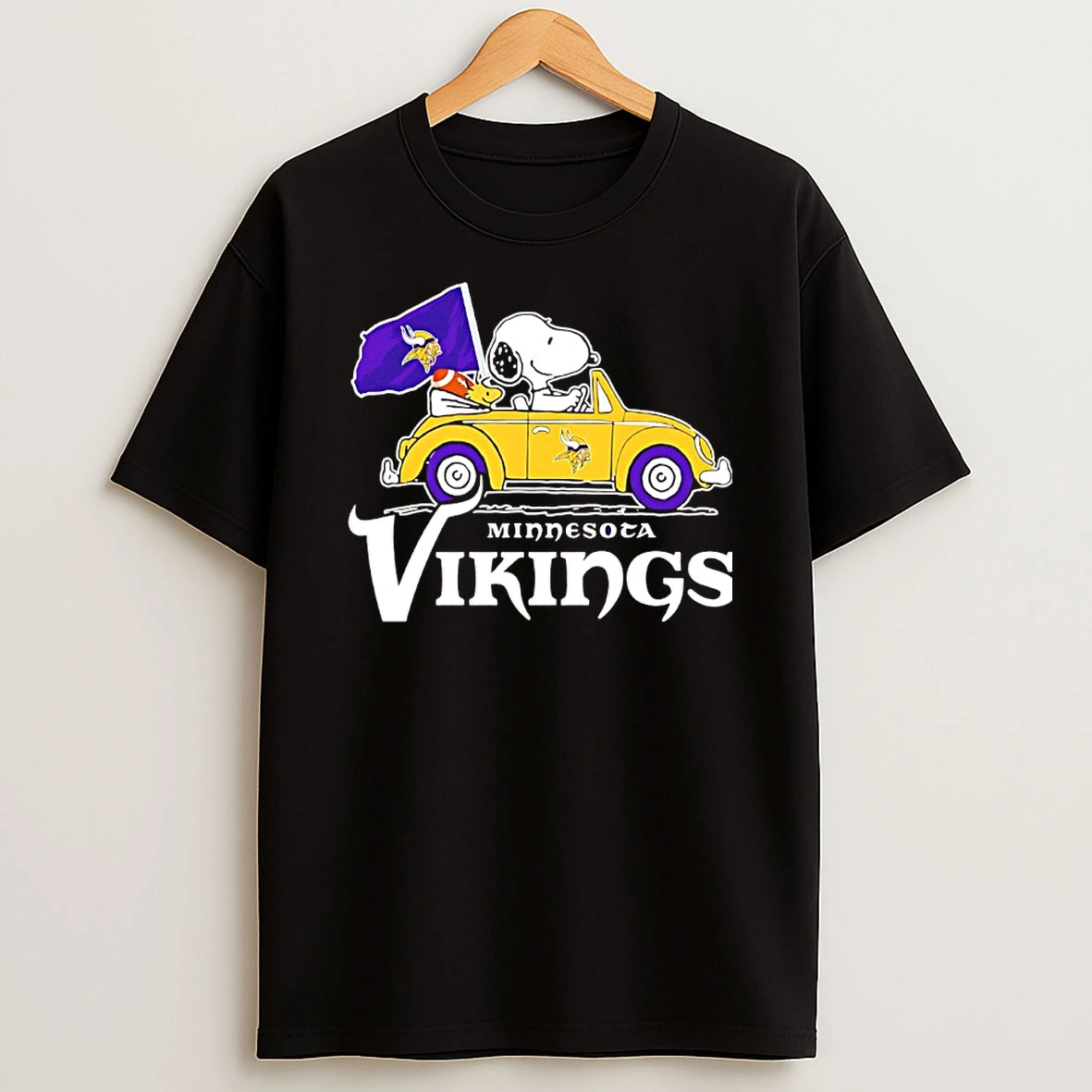 Snoopy And Woodstock X Minnesota Vikings Driving Car Shirts
