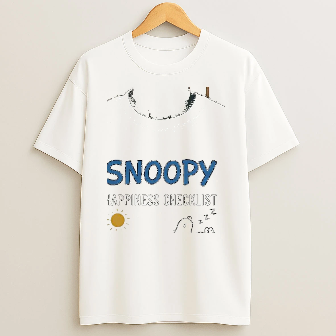Snoopy Happiness Checklist Friends Naps Sunshine And Comfy Days Shirts