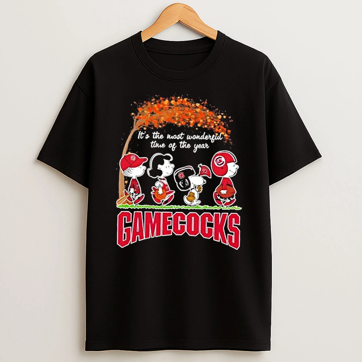 South Carolina Gamecocks X Peanuts Snoopy And Friends Autumn Its The Most Wonderful Time Of The Year Shirts