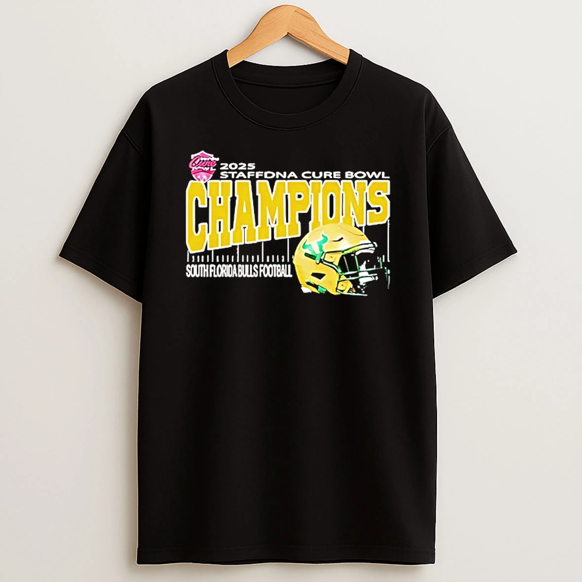 South Florida Bulls 2025 Cure Bowl Champions Helmet Shirts