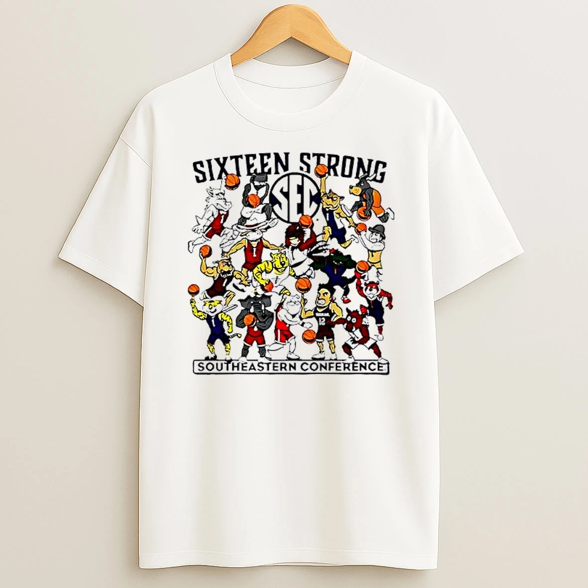 Southeastern Conference Sixteen Strong Basketball Mascot Shirts