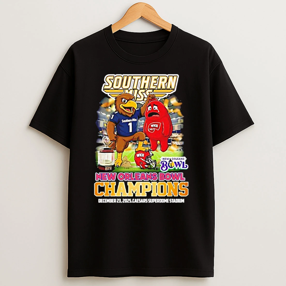Southern Miss 2025 New Orleans Bowl Champions Mascot Shirts