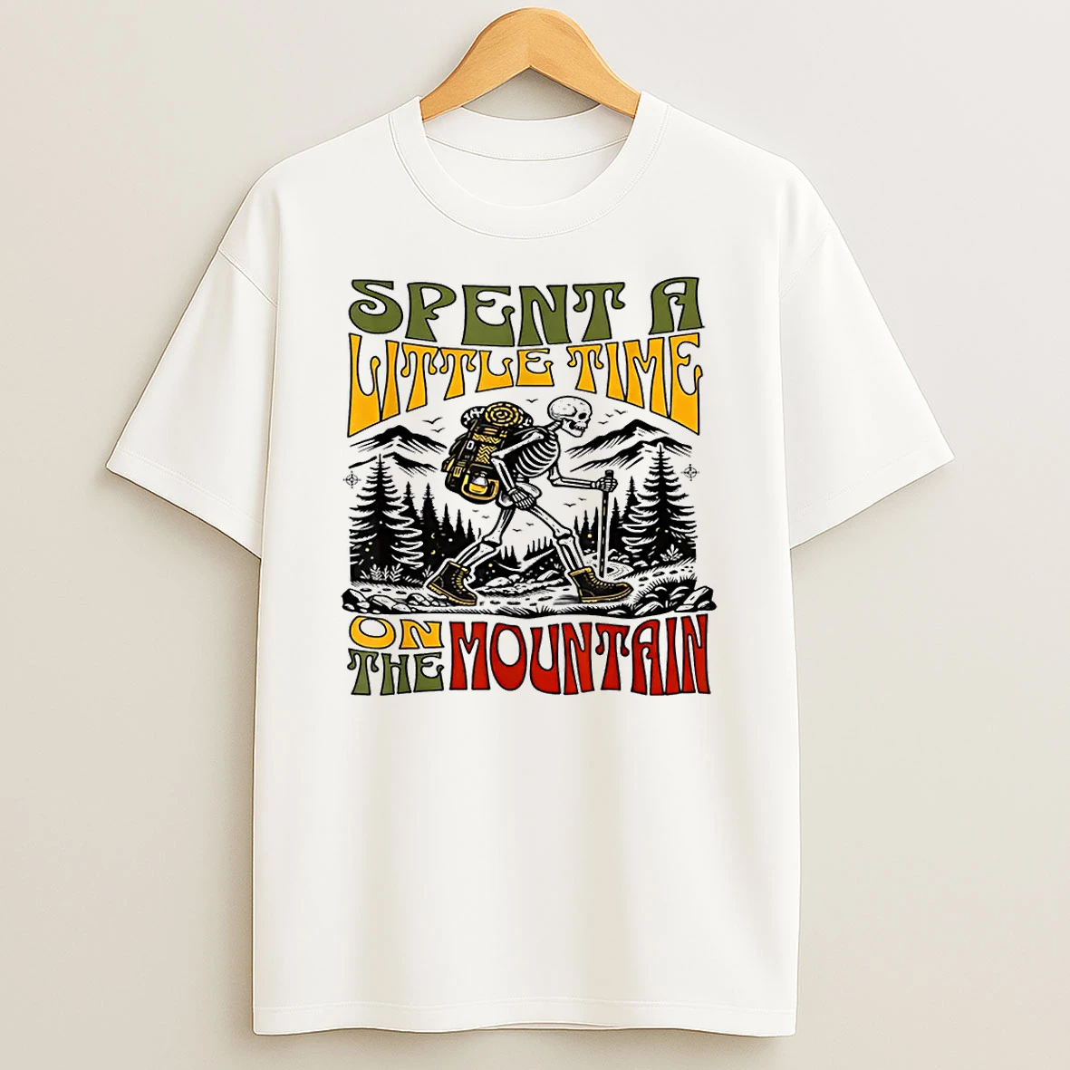 Spent A Little Time On The Mountain Skeleton Hiking Shirts