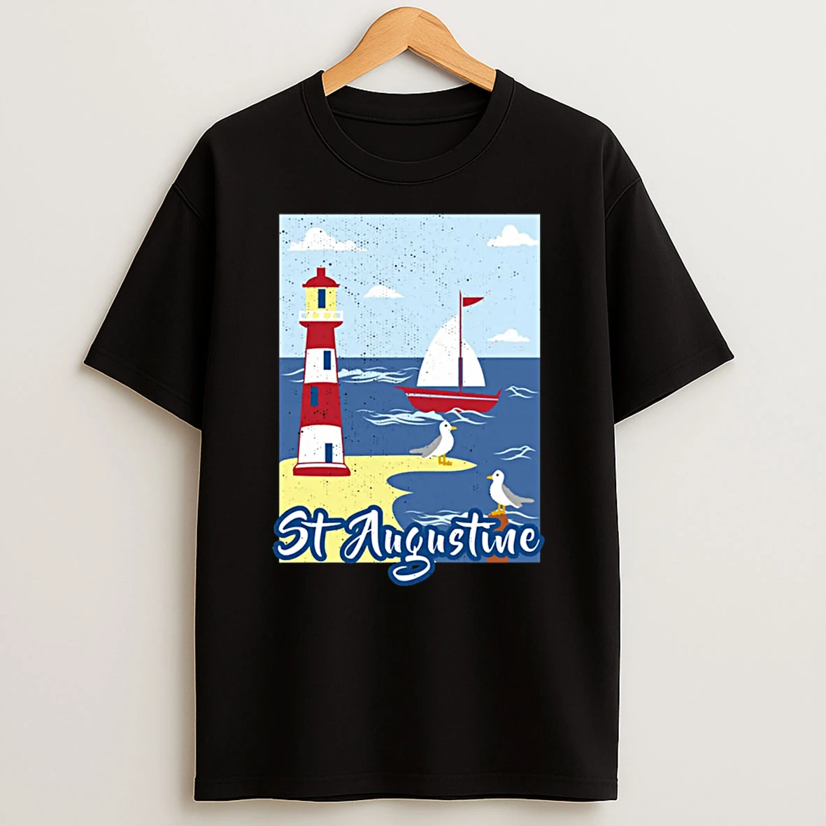 St Augustine Lighthouse Florida Nautical Seagull Sailboat Shirts