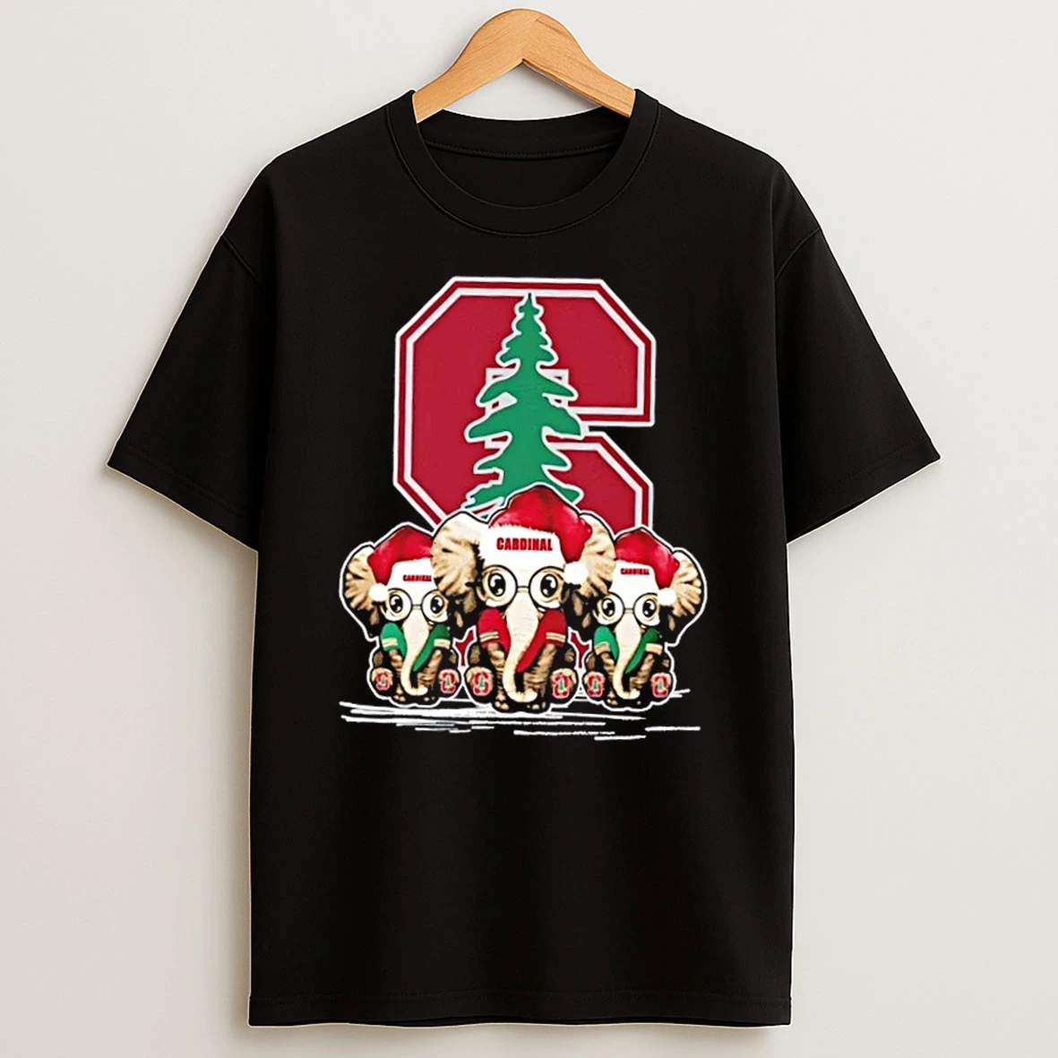 Stanford Cardinal X Elephants Santa Hat Merry Christmas Shirts