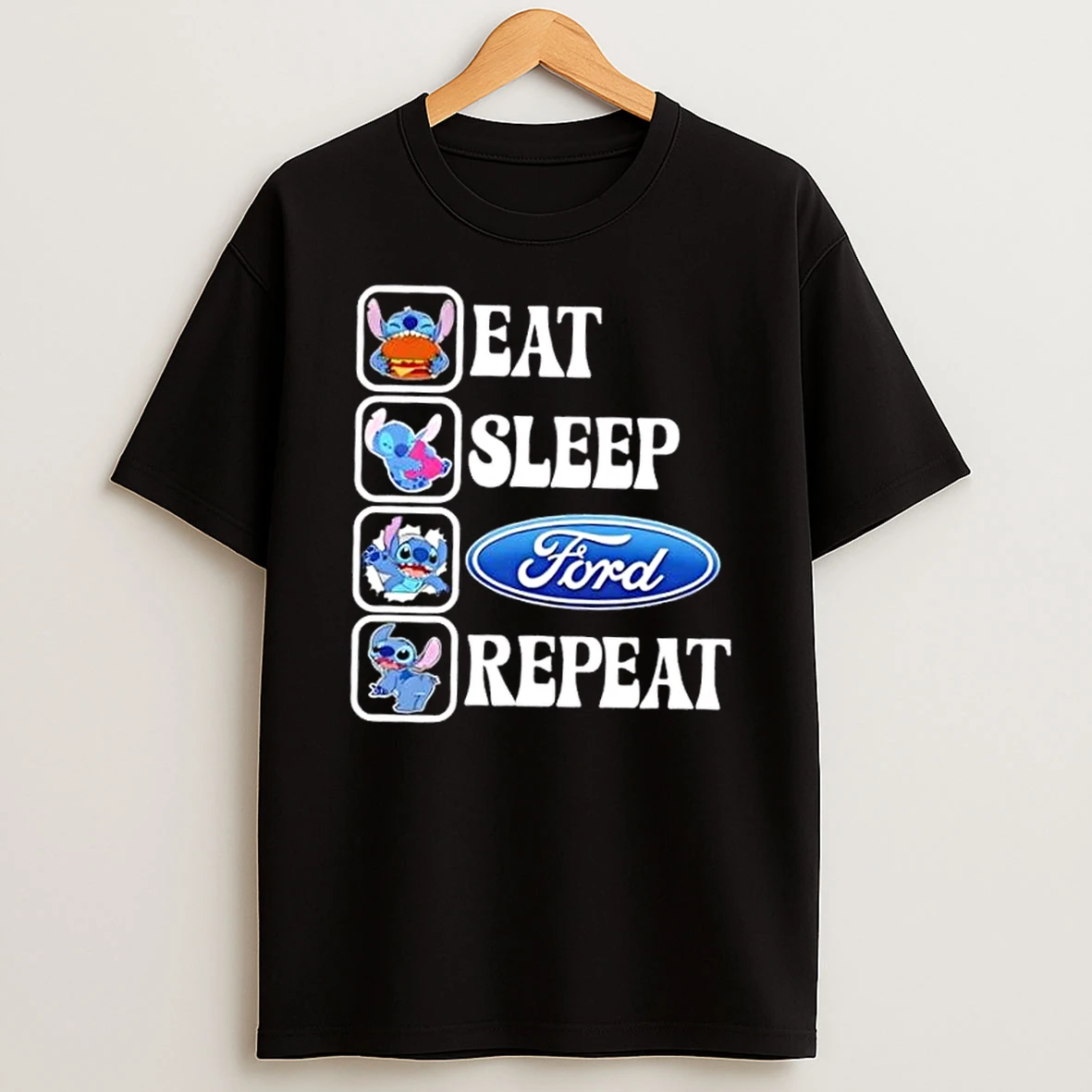 Stitch Eat Sleep Ford Motor Repeat Shirts