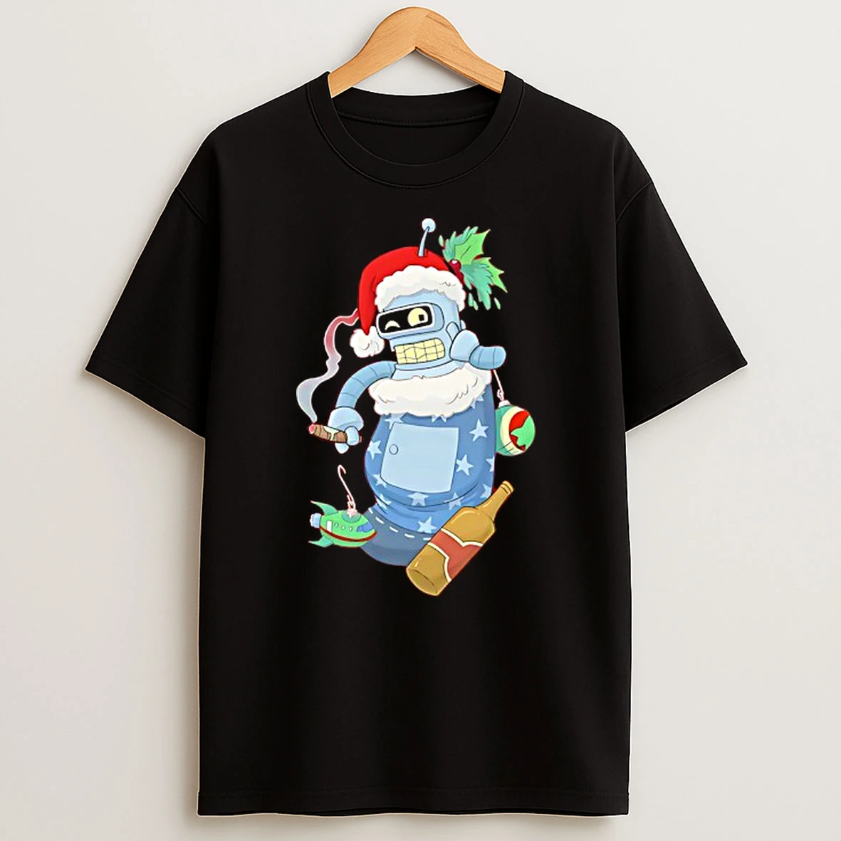 Stocking Stuffer Bendy Holding Cigar Merry Christmas Shirts