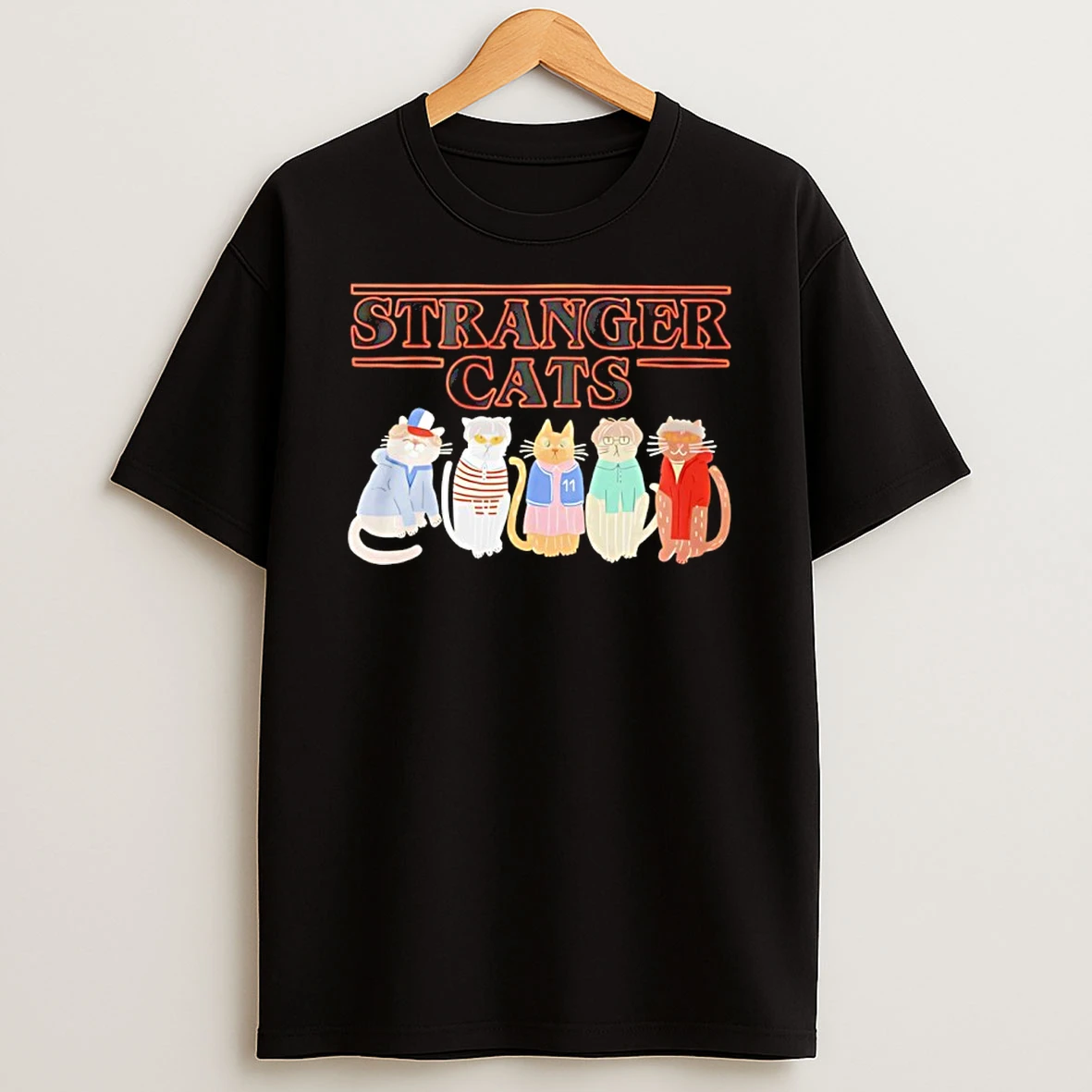Stranger Things Cat Five Happy Cat Shirts