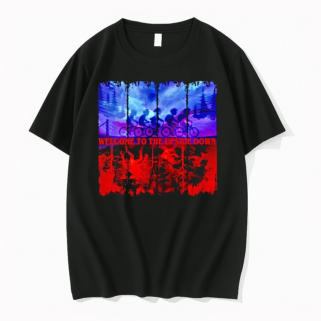 Stranger Things Welcome To The Upside Down Riding Bicycle In Night Shirts