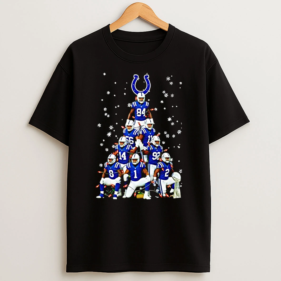Super Bowl Trophy Indianapolis Colts With Christmas Tree Players Graphic Shirts