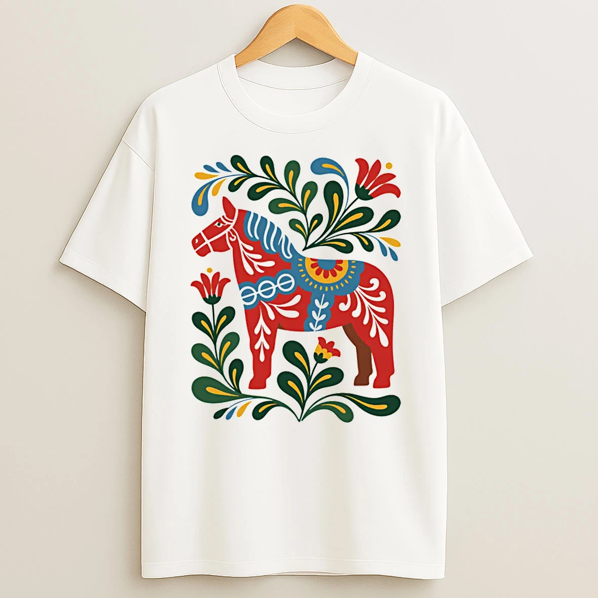 Swedish Dala Horse Folk Art Sweden Flag Dalahelmsoljd Shirts