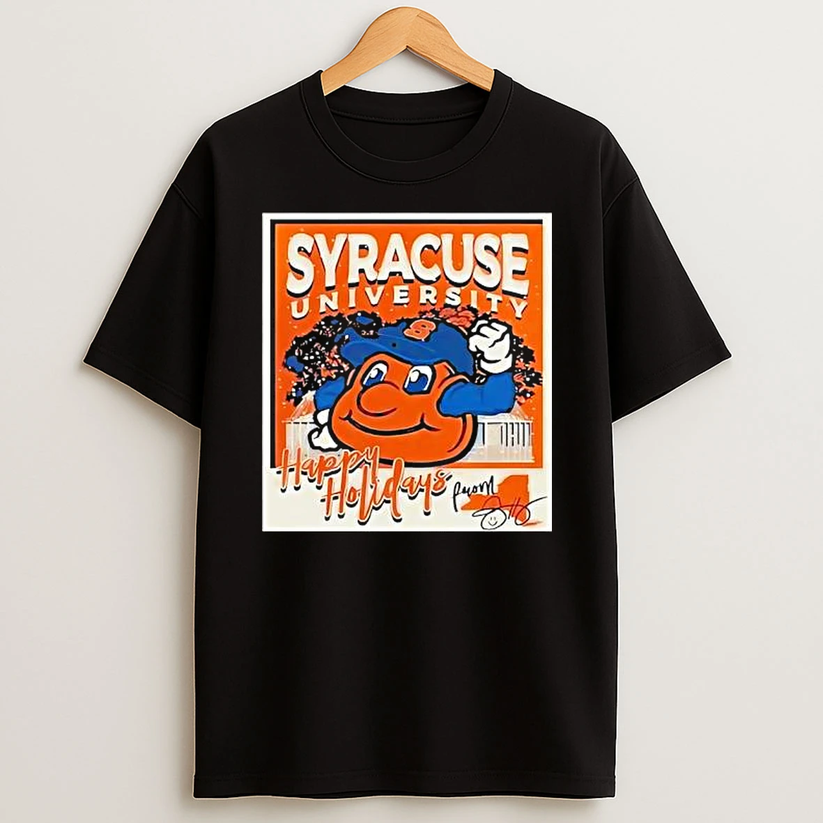 Syracuse University Happy Holidays Orange Snowy Polaroid Shirts