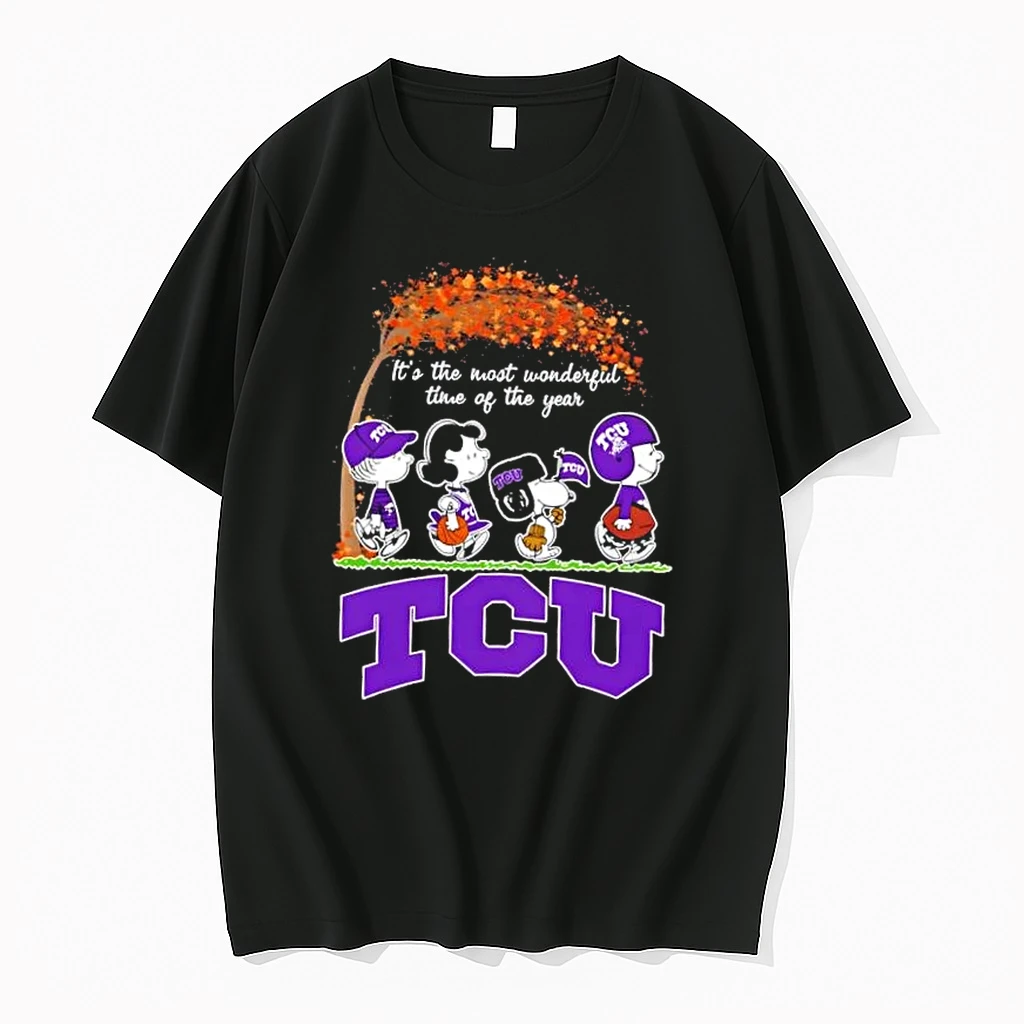 Tcu Horned Frogs X Peanuts Snoopy And Friends Autumn Its The Most Wonderful Time Of The Year Shirts