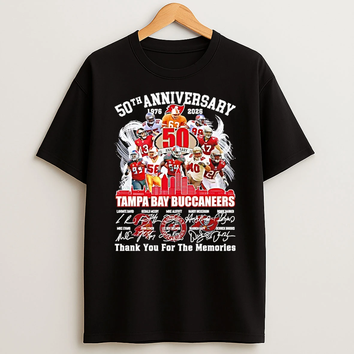 Tampa Bay Buccaneers 1976 2026 50th Anniversary Thank You For The Memories Signatures Shirts