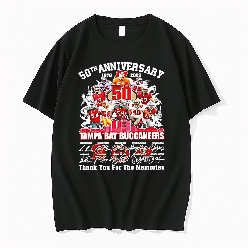 Tampa Bay Buccaneers 50th Anniversary 1976 2026 Thank You For The Memories Signatures Shirts