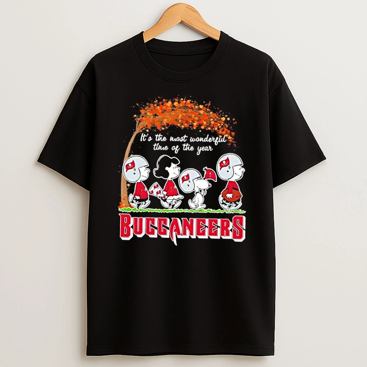 Tampa Bay Buccaneers X Peanuts Snoopy And Friends Autumn Its The Most Wonderful Time Of The Year Shirts