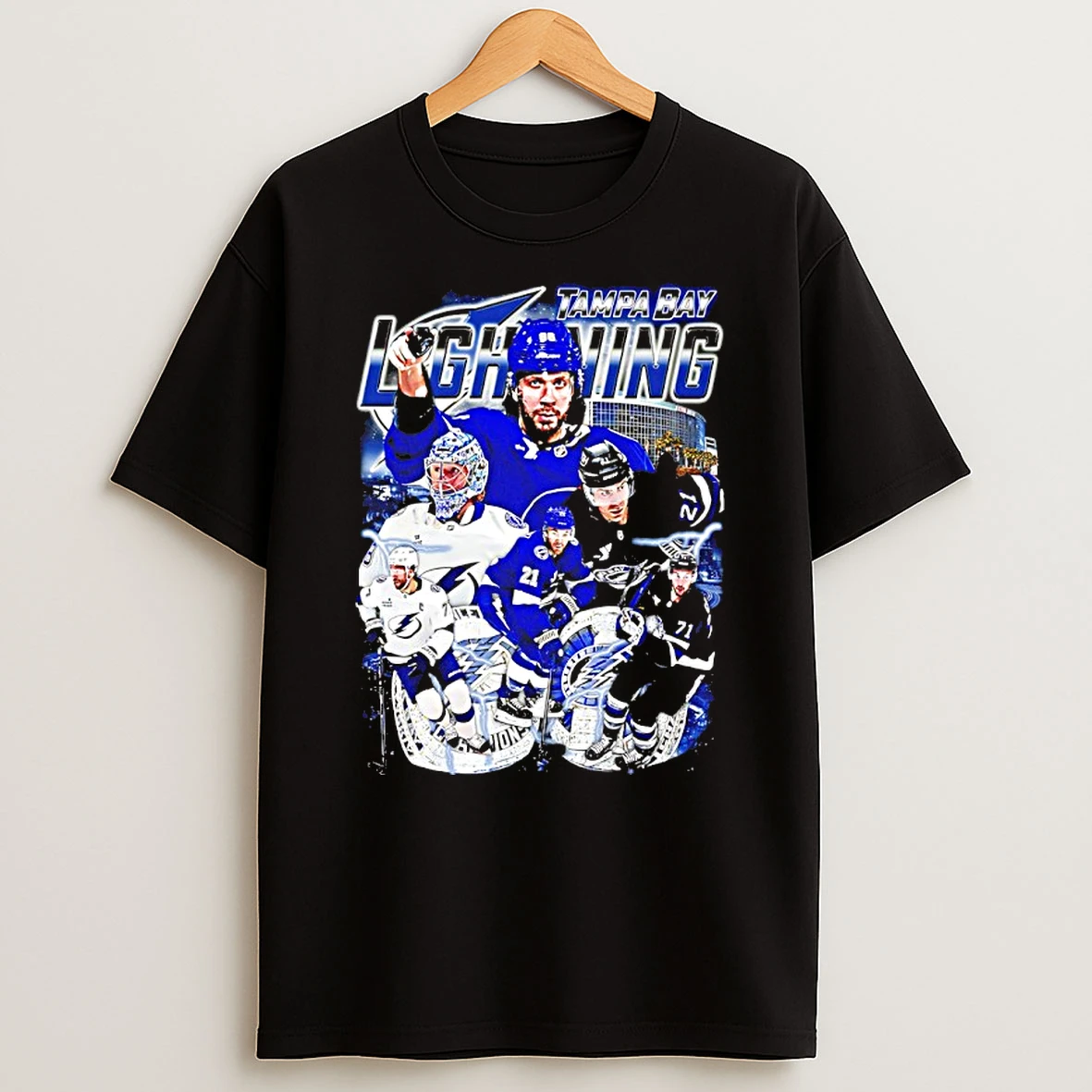 Tampa Bay Lightning Champions Graphic 90s Bootleg Shirts