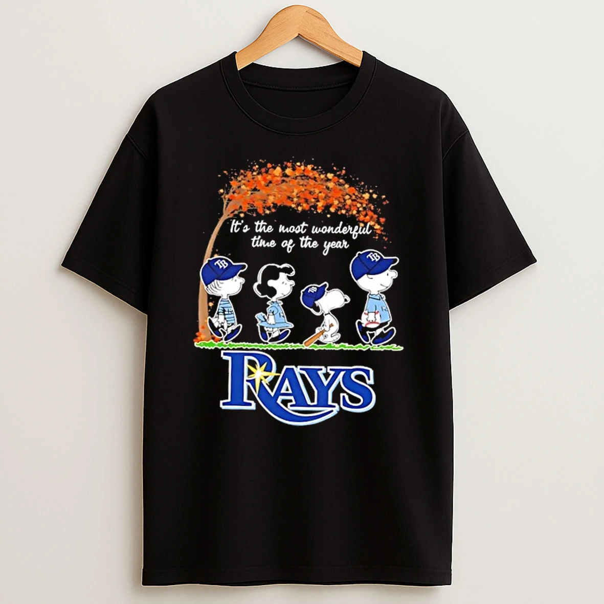 Tampa Bay Rays X Peanuts Snoopy And Friends Autumn Its The Most Wonderful Time Of The Year Shirts