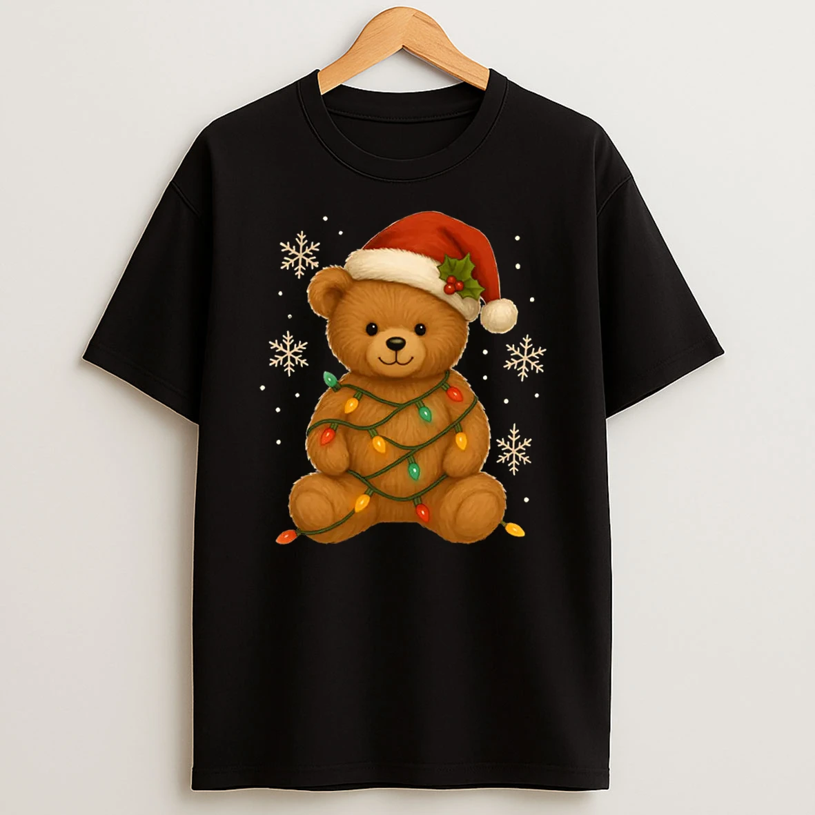 Teddy Bear Christmas Tree Lights Santa Hat For Bears Xmas Shirts