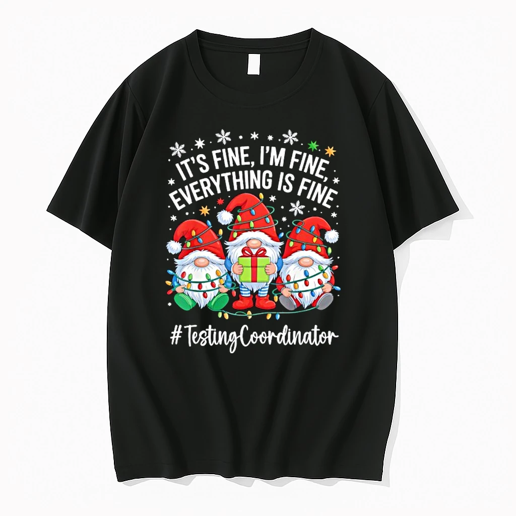 Testing Coordinator Gnome Everything Is Fine Funny Christmas Shirts