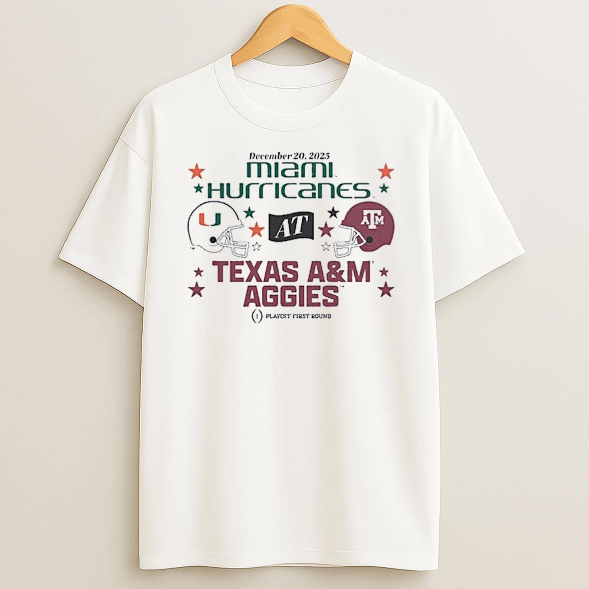 Texas Am Aggies At Miami Hurricanes 025 Cfp First Round Matchup Shirts