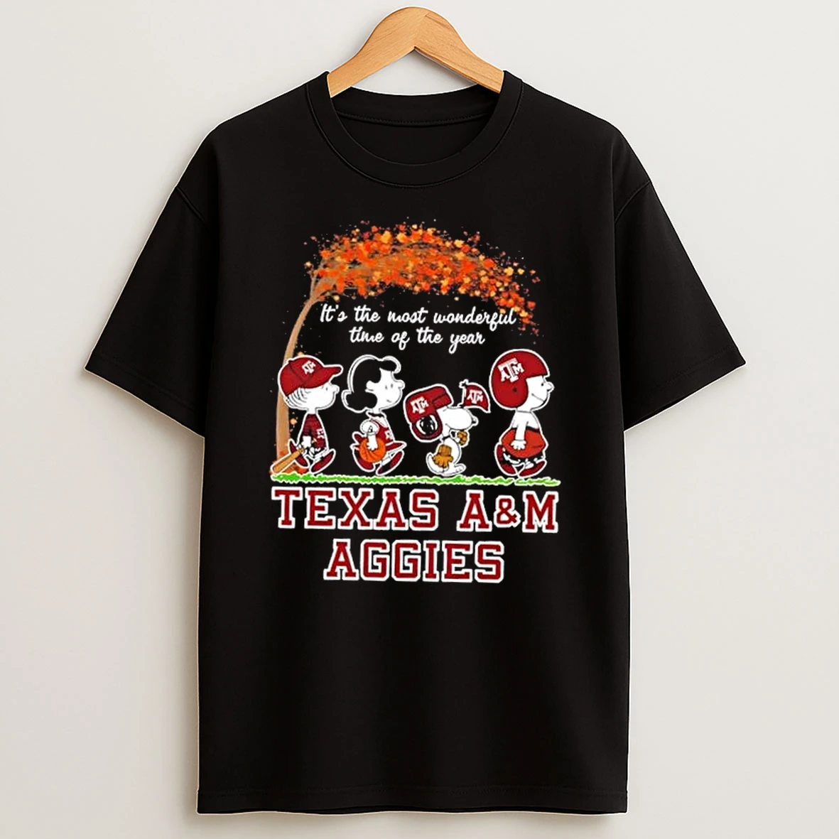 Texas Am Aggies X Peanuts Snoopy And Friends Autumn Its The Most Wonderful Time Of The Year Shirts
