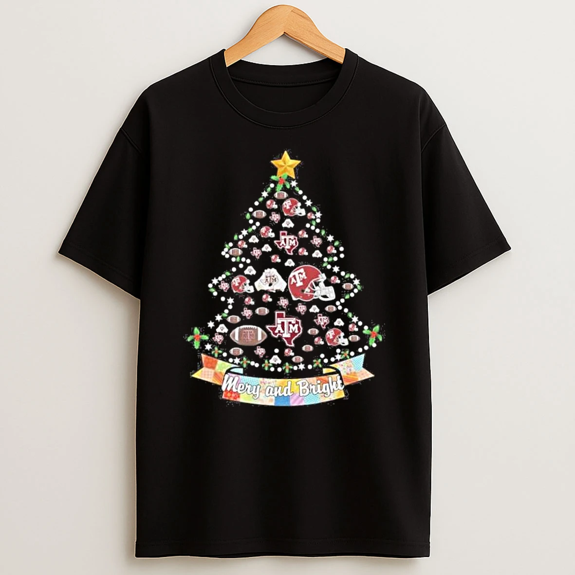 Texas Am Aggies Merry And Bright Christmas Tree Shirts