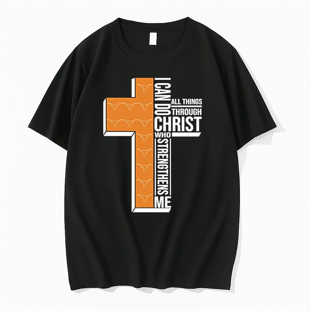 Texas Longhorn Cross I Can Do All Things Through Christ Who Strengthen Me Shirts