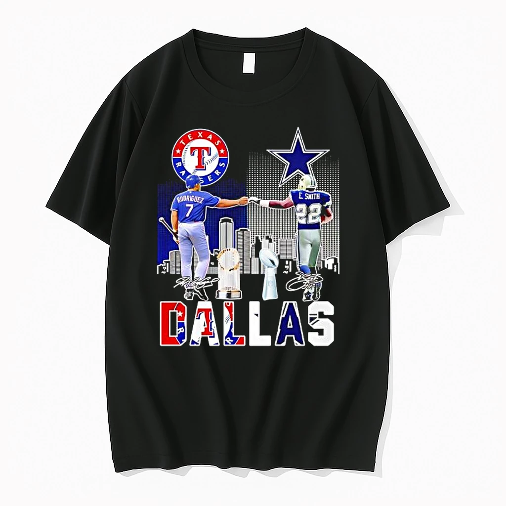 Texas Rangers Ivan Pudge Rodriguez Dallas Cowboys Emmitt Smith Signatures Features Shirts