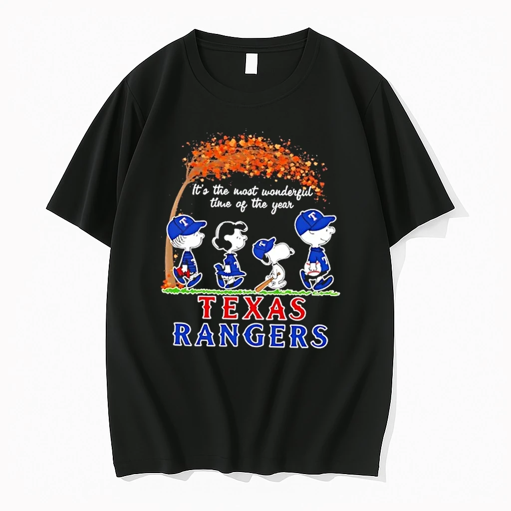 Texas Rangers X Peanuts Snoopy And Friends Autumn Its The Most Wonderful Time Of The Year Shirts