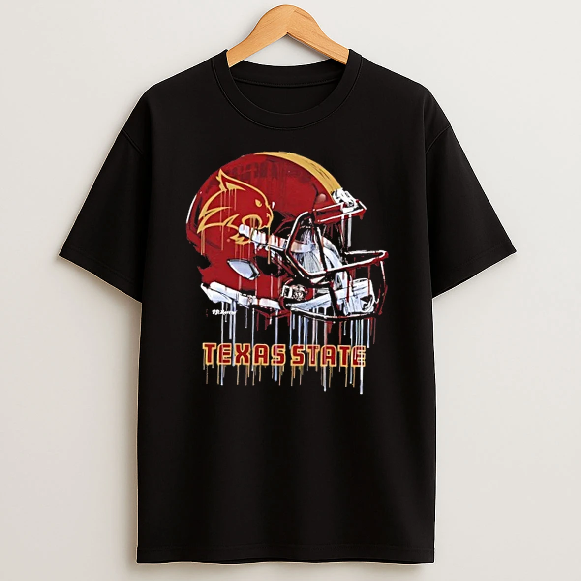 Texas State Bobcats Vive La Fete Dripping Football Helmet Shirts