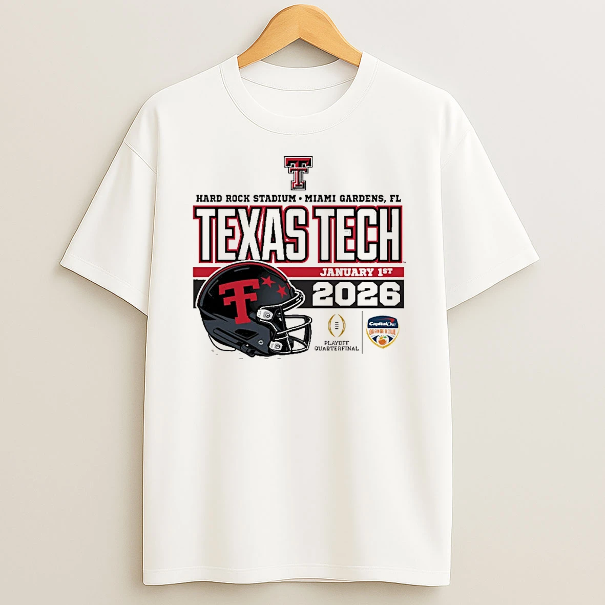 Texas Tech Red Raiders 2025 26 College Football Playoff Orange Bowl Miami Gardens Fl Juiced Helmet Shirts