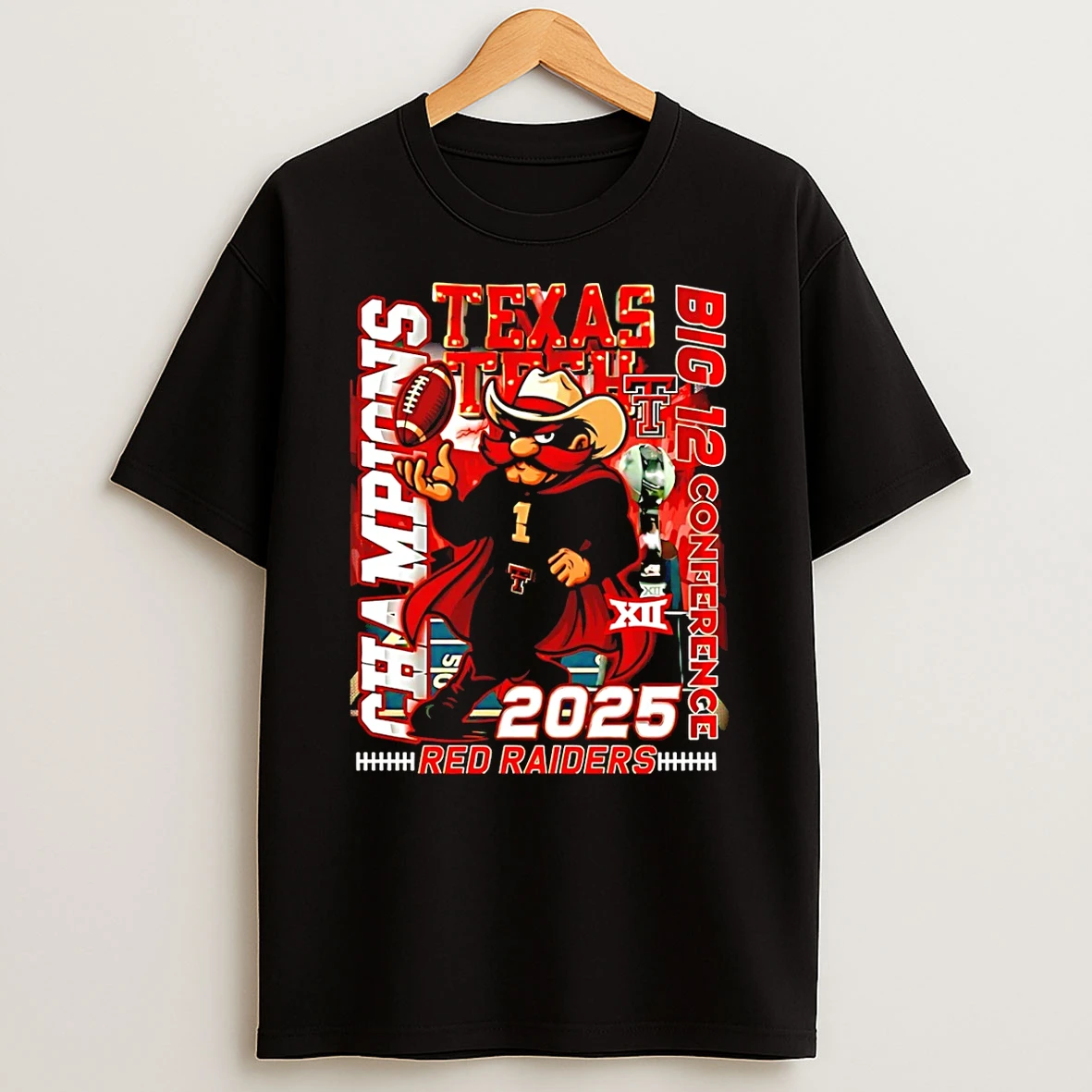 Texas Tech Red Raiders 2025 Big 12 Champions Mascot Shirts