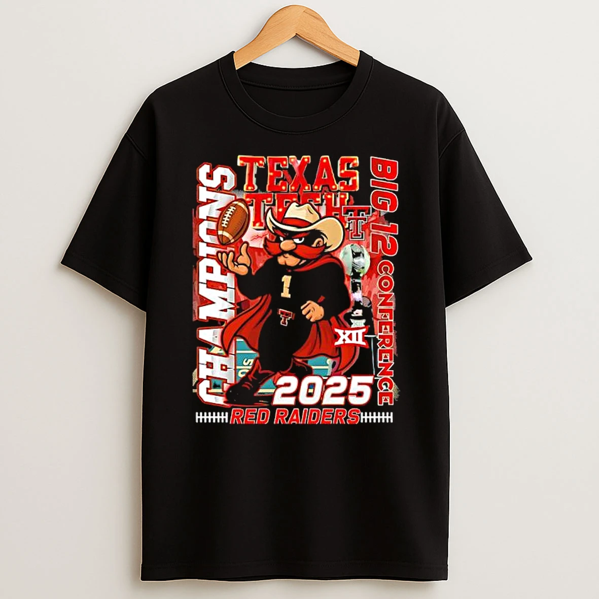 Texas Tech Red Raiders 2025 Big 12 Conference Champions Mascot Logo Shirts