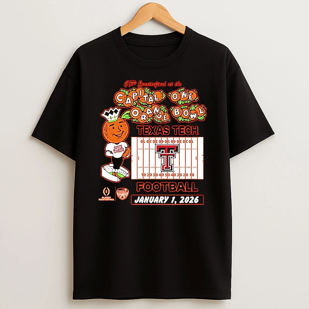 Texas Tech Red Raiders 2025 Cfp Quarterfinal Orange Bowl Football Field Shirts