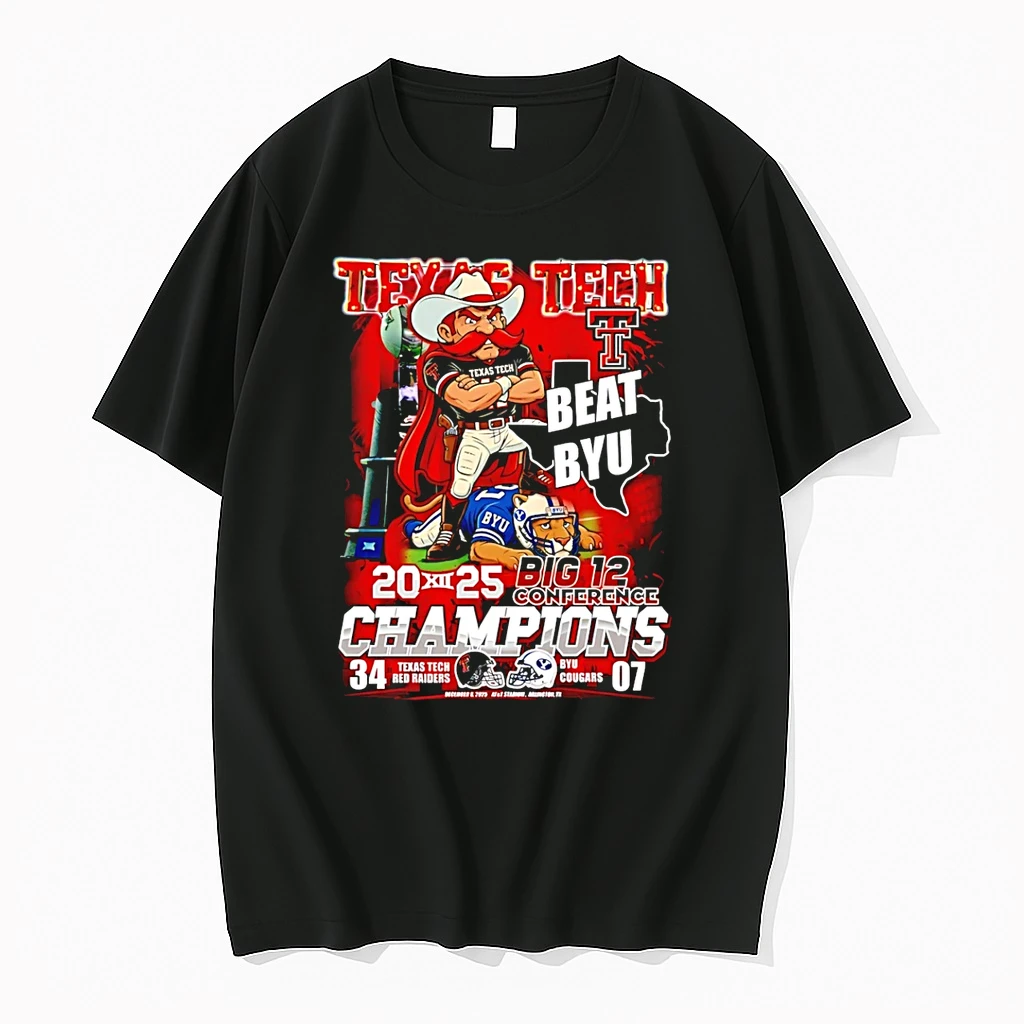 Texas Tech Red Raiders Beat Byu 2025 Big 12 Champions Mascot Shirts