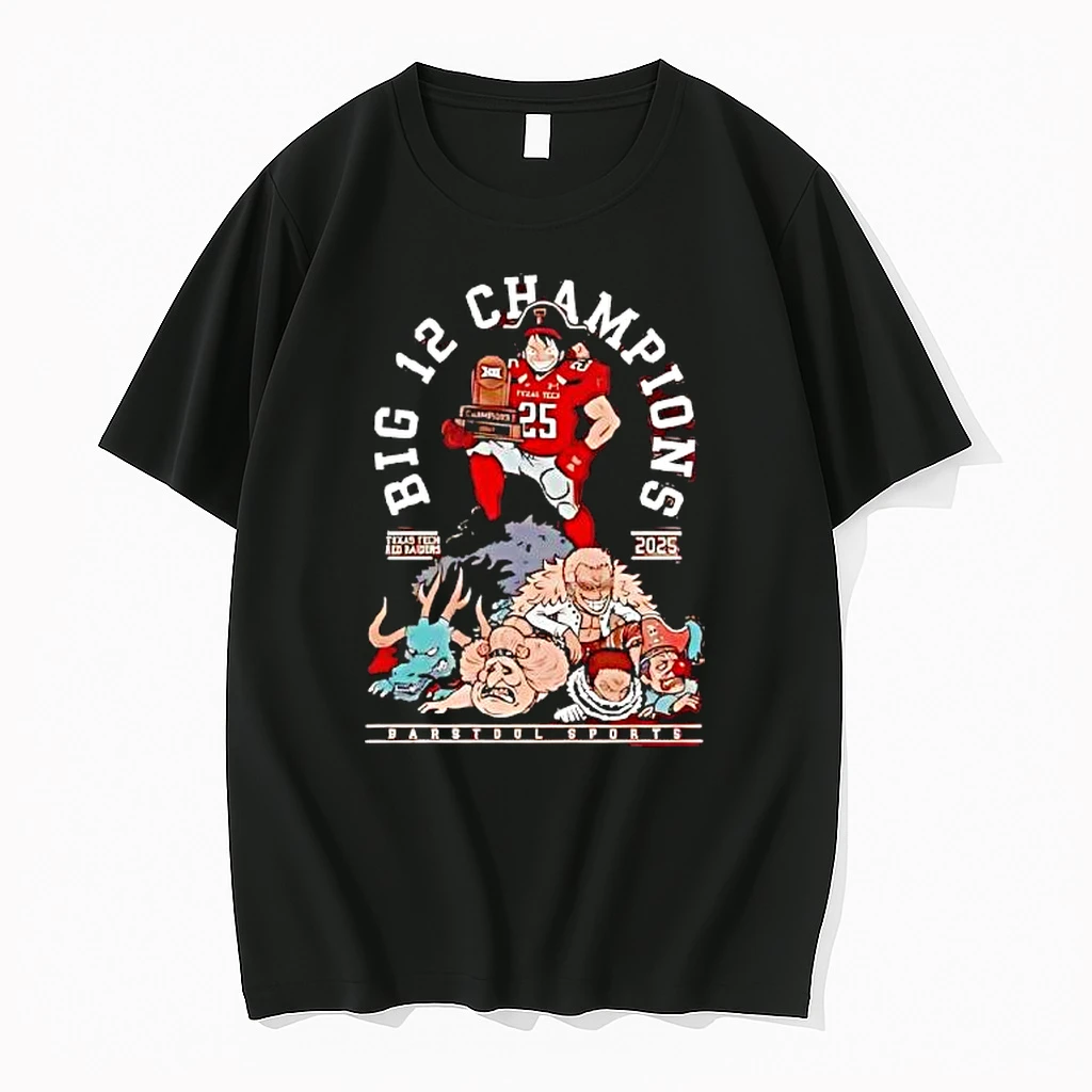 Texas Tech Red Raiders Big 12 Championship 2025 Conference Champions Luffy One Piece Anime Shirts