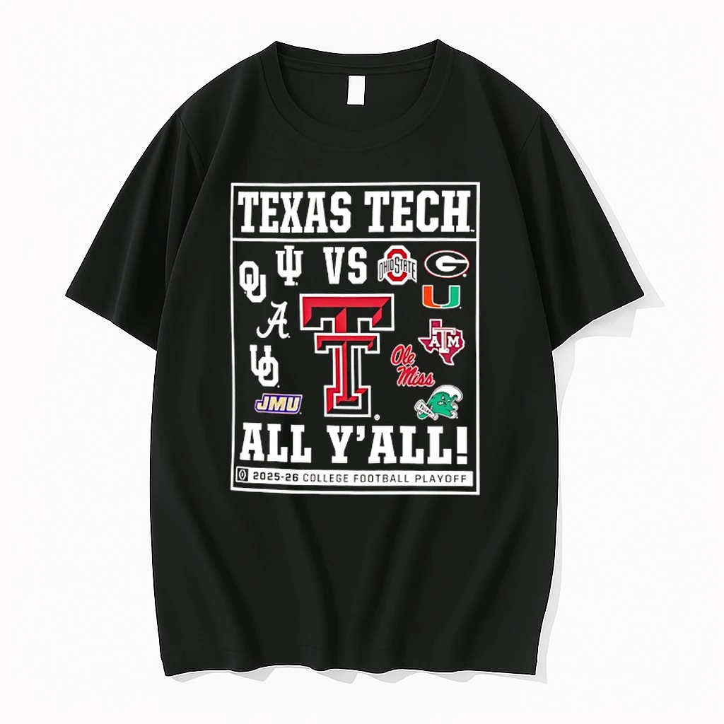 Texas Tech Red Raiders All Yall 2025 College Football Playoff 12 Team Shirts