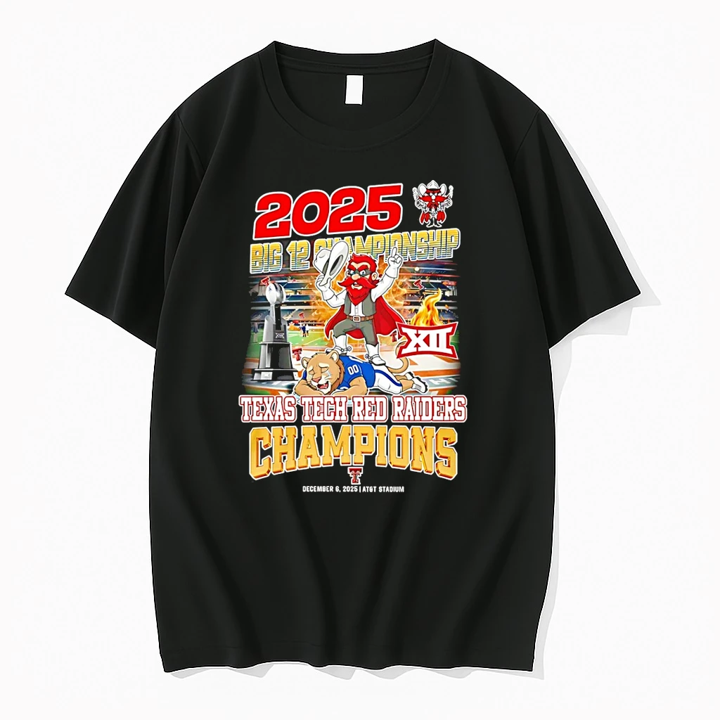 Texas Tech Red Raiders Football 2025 Big 12 Champions Mascot Shirts