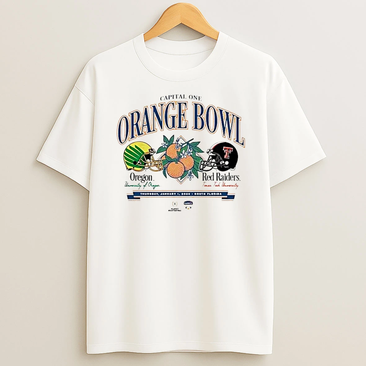 Texas Tech Red Raiders Vs Oregon Ducks 2026 Orange Bowl Head To Head Shirts