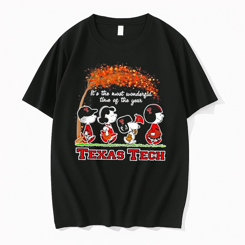 Texas Tech Red Raiders X Peanuts Snoopy And Friends Autumn Its The Most Wonderful Time Of The Year Shirts