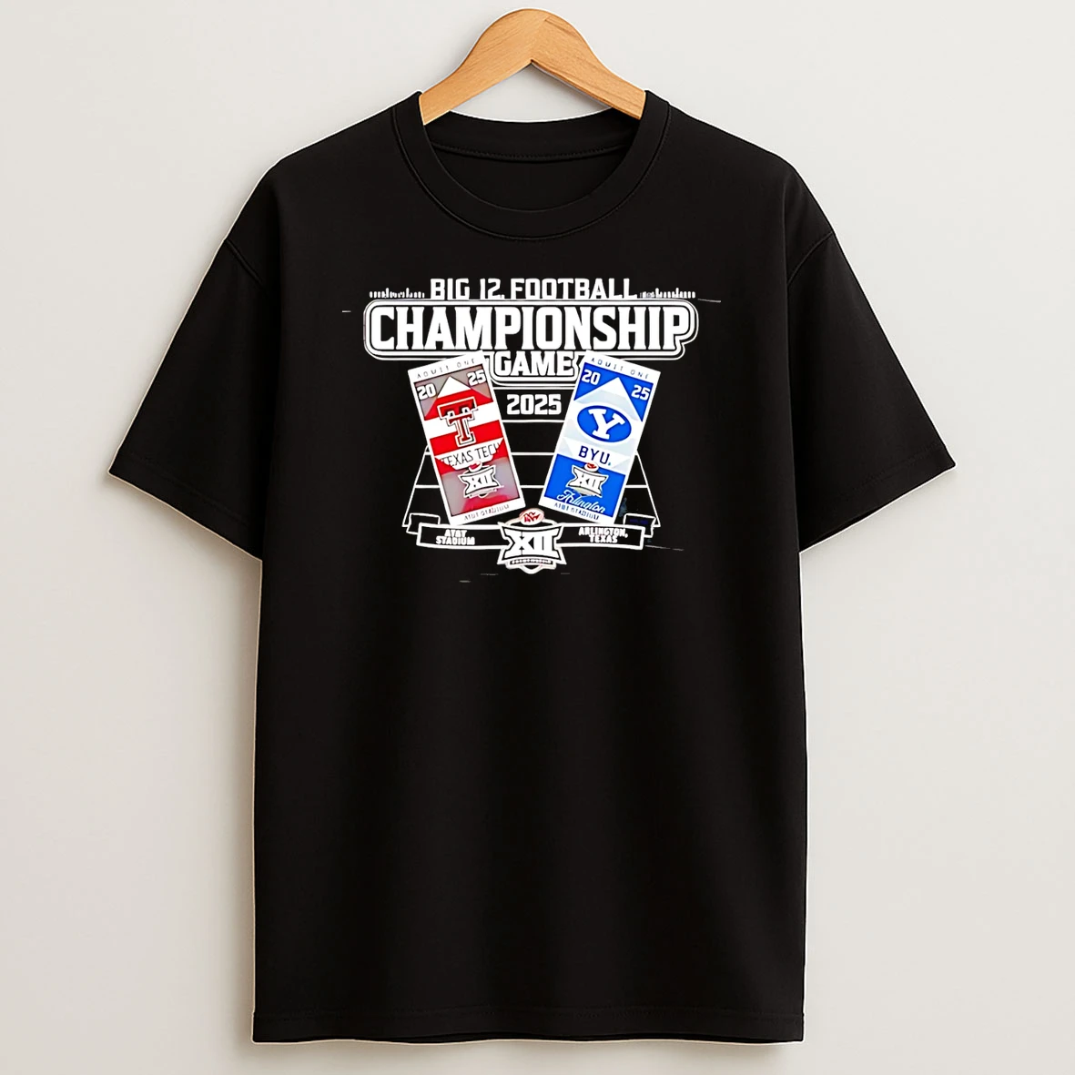 Texas Tech Vs Byu Big 12 2025 Football Championship Ticket Shirts