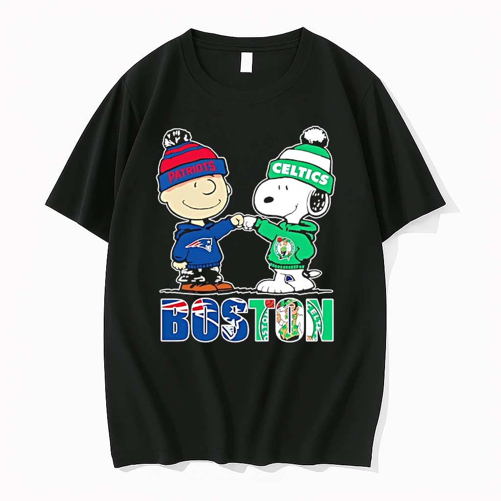 The Boston Fist Bump Charlie Brown New England Patriots And Snoopy Boston Celtics Shirts