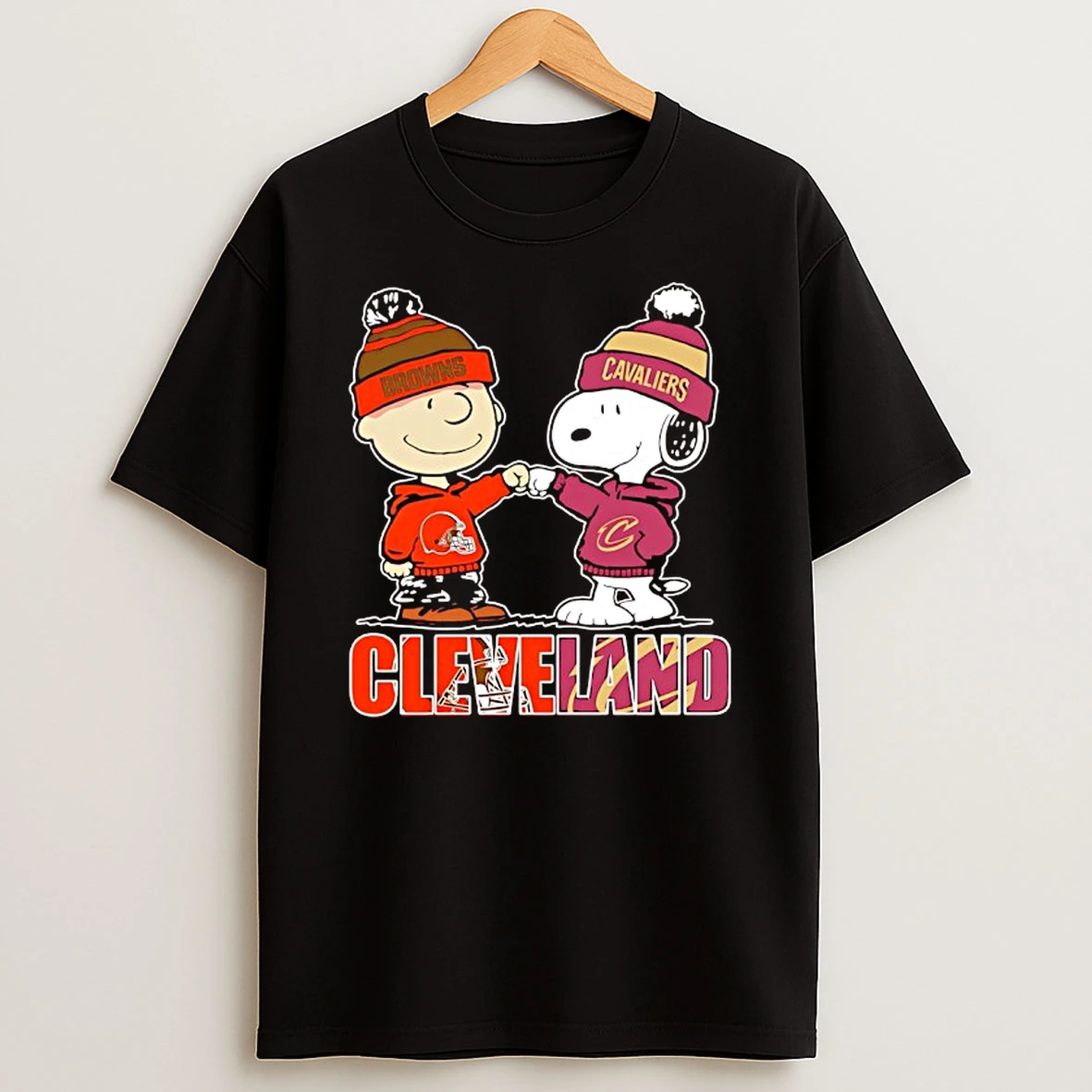 The Cleveland Fist Bump Charlie Brown Cleveland Browns And Snoopy Cleveland Cavaliers Shirts