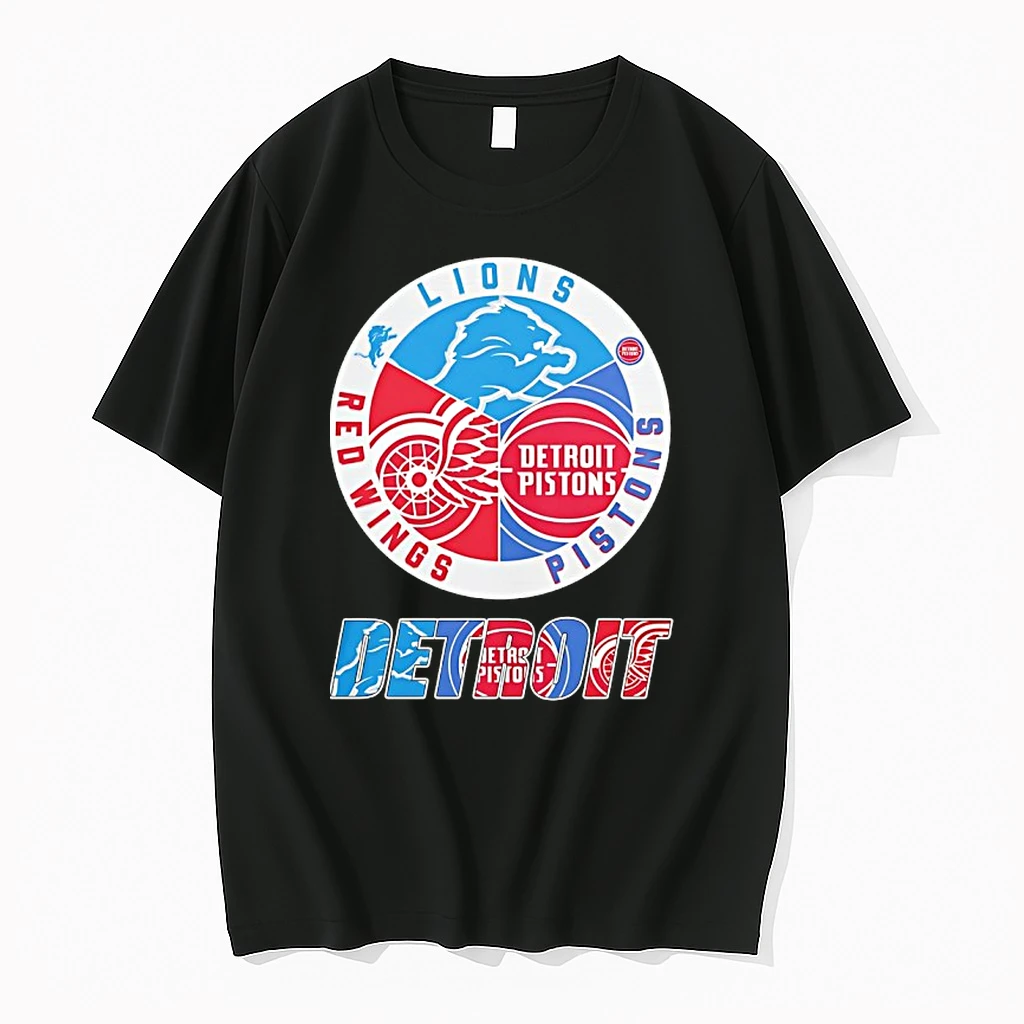 The Detroit Major Sports Detroit Pistons Detroit Red Wings Detroit Lions Logo Skyline Shirts