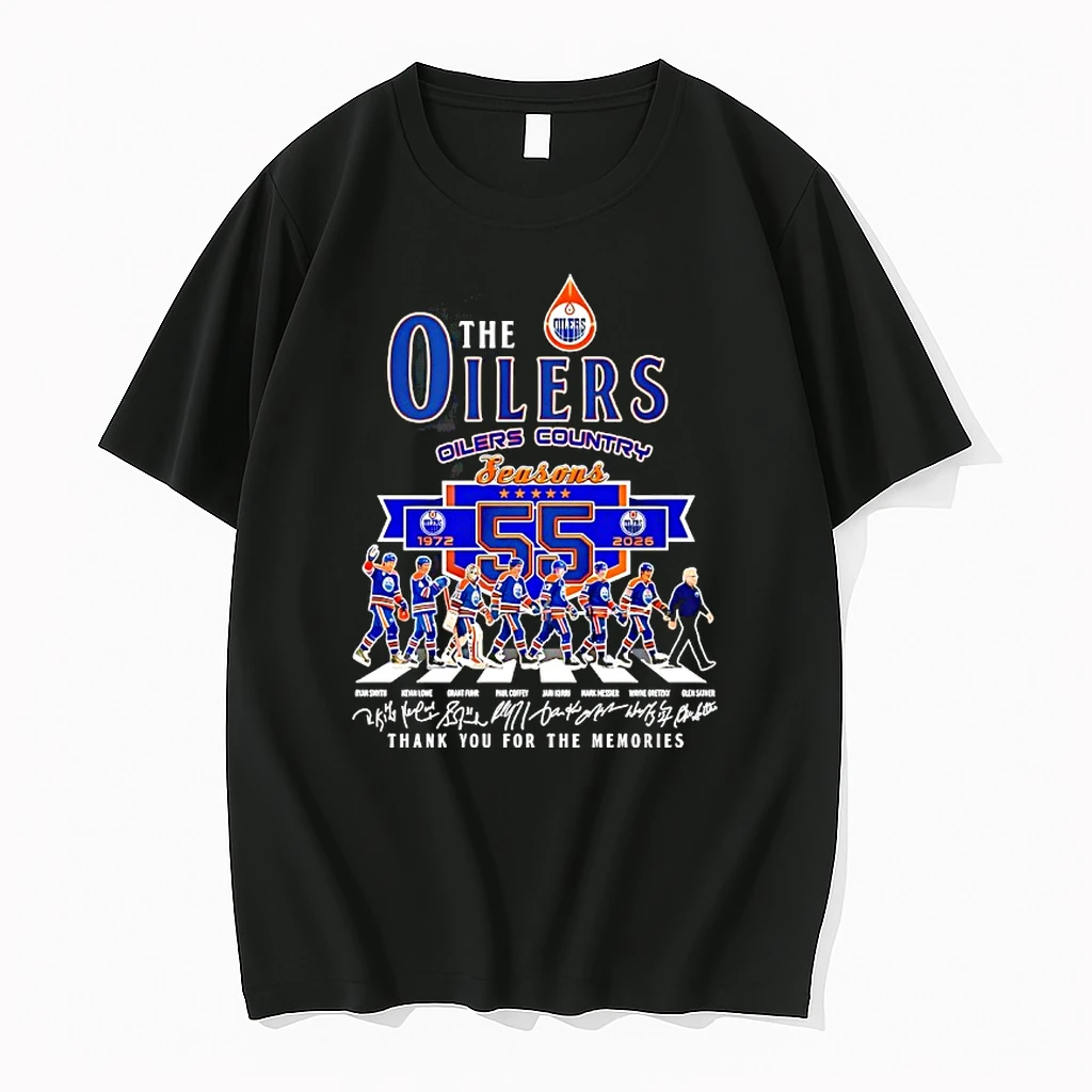 The Edmonton Oilers Country Seasons 55 Years 1972 2026 Signatures Abbey Road Thank You Shirts