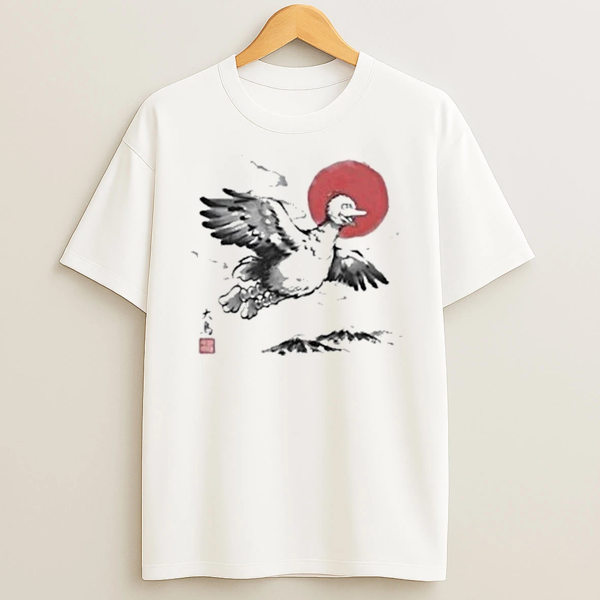 The Laughing Bird Of The East Big Bird In Japanese Sumi E Style Shirts