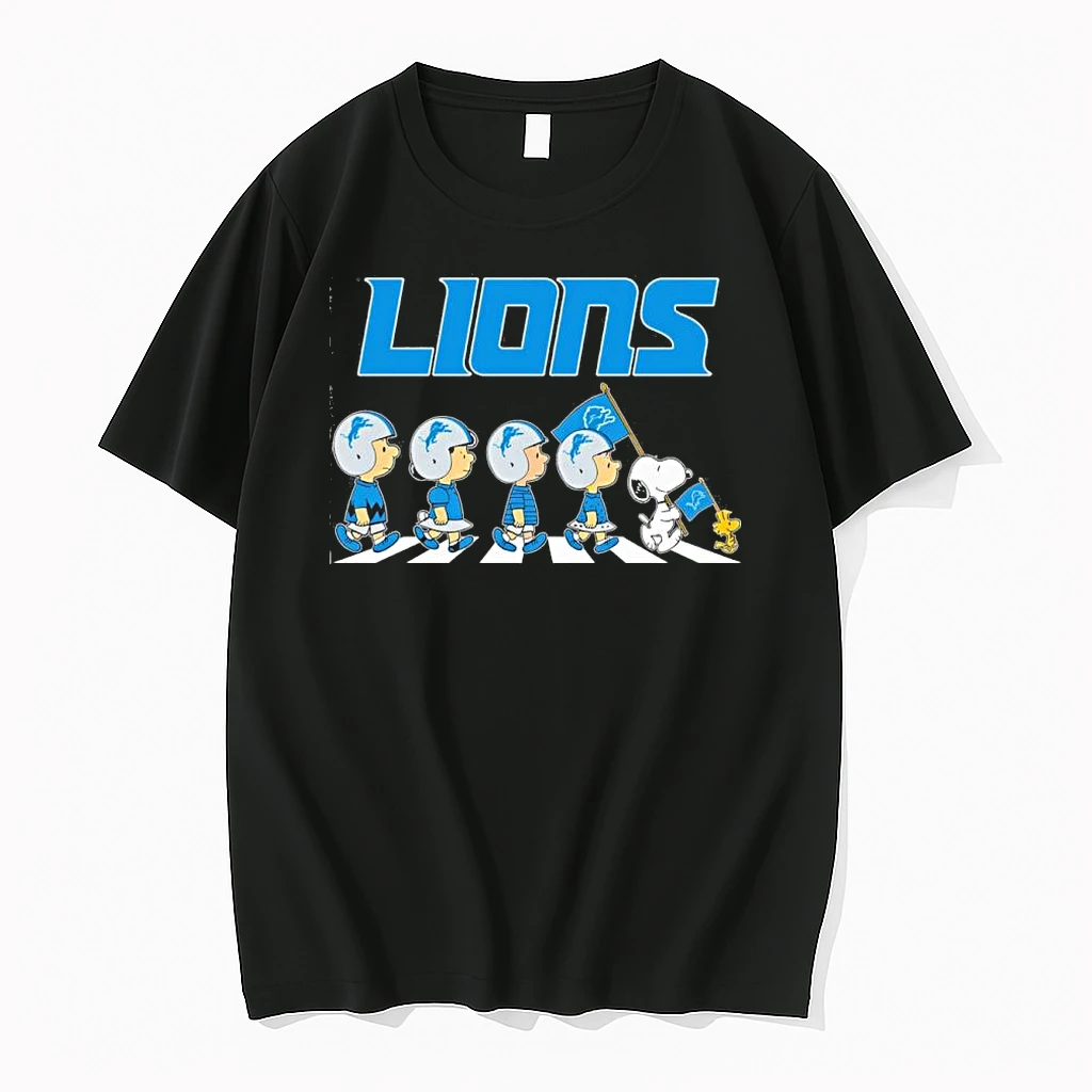 The Peanuts And Friends Abbey Road X Detroit Lions Shirts